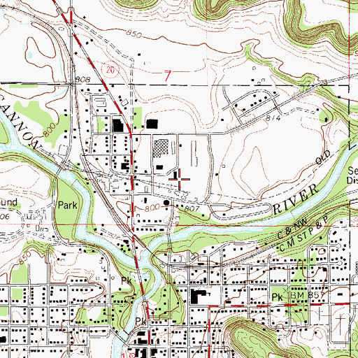 Topographic Map of Cannon Falls City Hall, MN