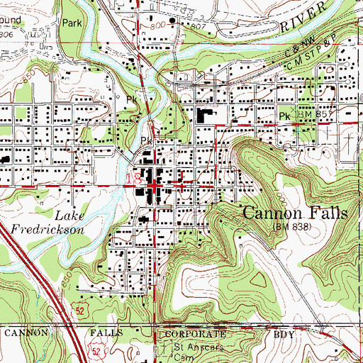 Topographic Map of First Congregational Church, MN
