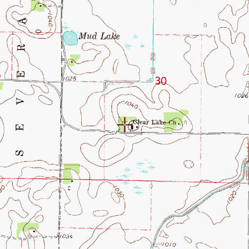 Topographic Map of Clear Lake Lutheran Cemetery, MN