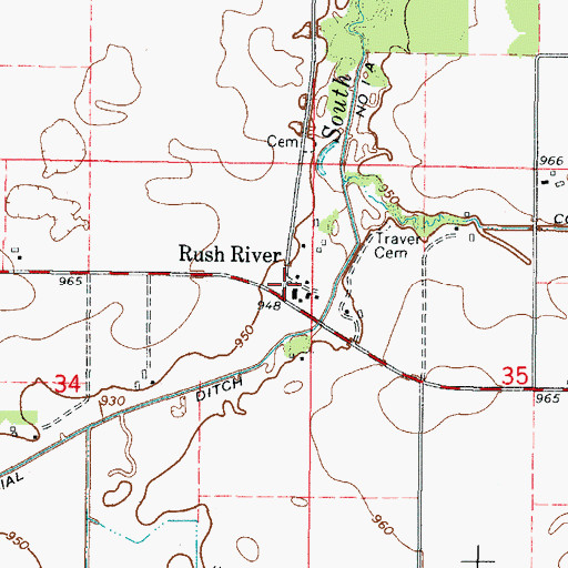 Topographic Map of Rush River Post Office (historical), MN
