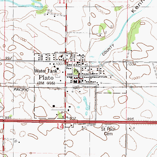 Topographic Map of Plato Post Office, MN