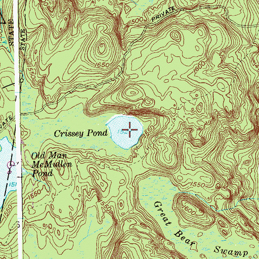 Topographic Map of Crissey Pond, CT
