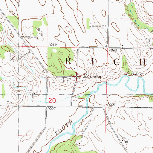 Topographic Map of Koniska Post Office (historical), MN