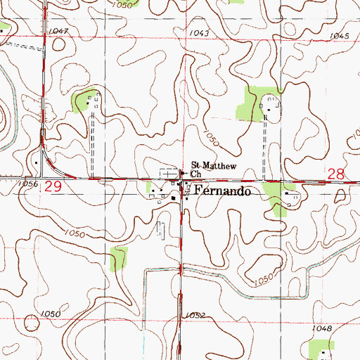 Topographic Map of Fernando Post Office (historical), MN
