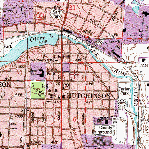 Topographic Map of Hutchinson Stockade Historical Marker, MN