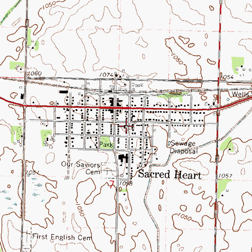 Topographic Map of Our Saviors Lutheran Church, MN