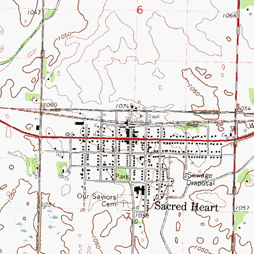 Topographic Map of Sacred Heart, MN