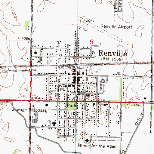 Topographic Map of Renville Police Department, MN