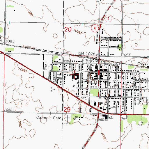 Topographic Map of Buffalo Lake - Hector High School, MN