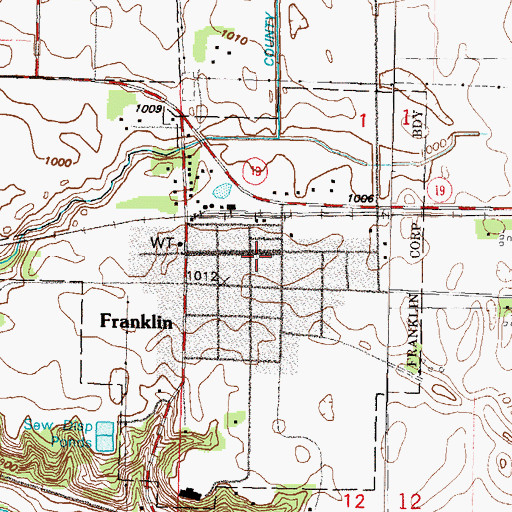 Topographic Map of Franklin Police Department, MN