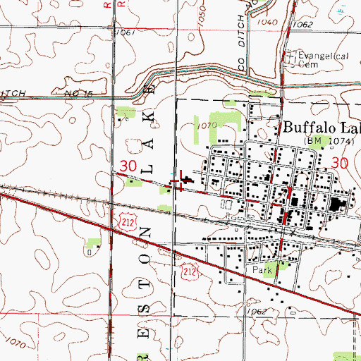 Topographic Map of Buffalo Lake Nursing Home, MN