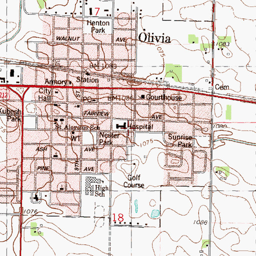 Topographic Map of Prairie Family Practice Center, MN