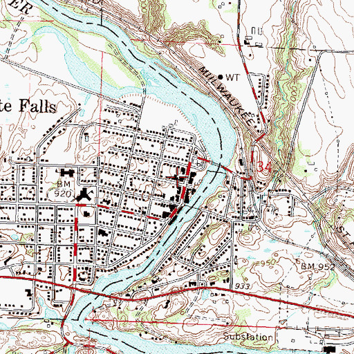 Topographic Map of Granite Falls Post Office, MN