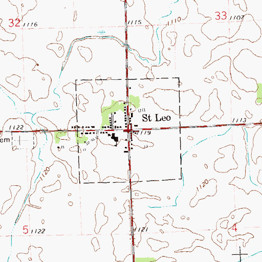 Topographic Map of Saint Leo Post Office, MN