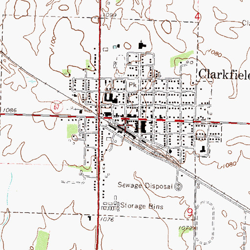 Topographic Map of Clarkfield Post Office, MN