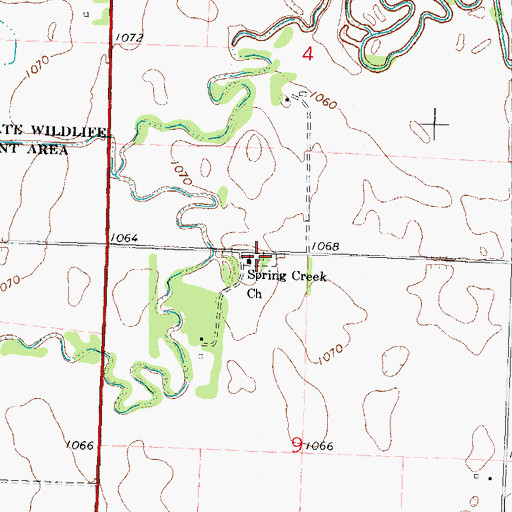 Topographic Map of Spring Creek Norwegian Lutheran Cemetery, MN