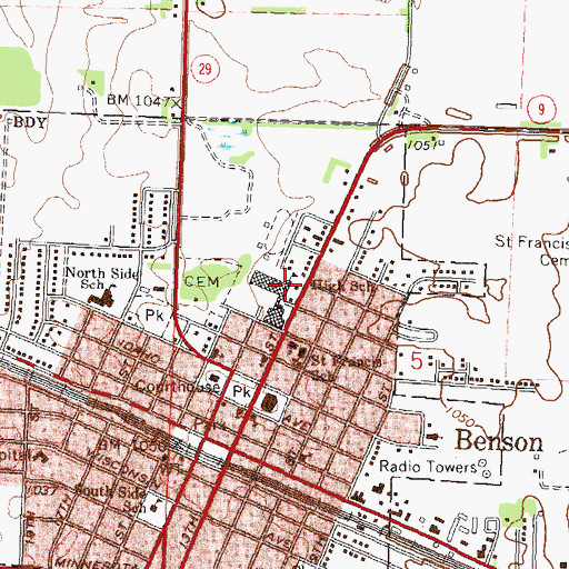 Topographic Map of Benson Junior Senior High School, MN