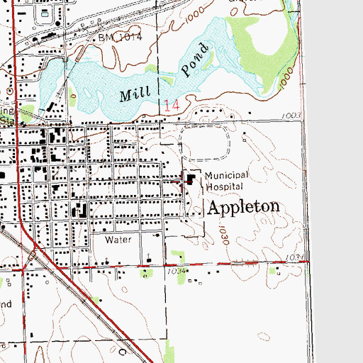 Topographic Map of Appleton Area Health Services Hospital, MN