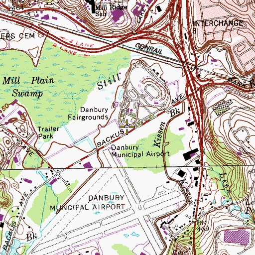 Topographic Map of Danbury Fairgrounds, CT