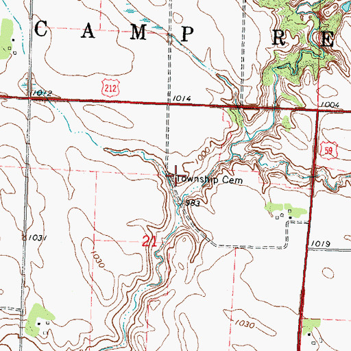 Topographic Map of Camp Release Township Cemetery, MN