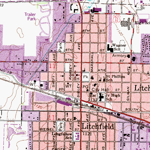 Topographic Map of Litchfield Police Department, MN