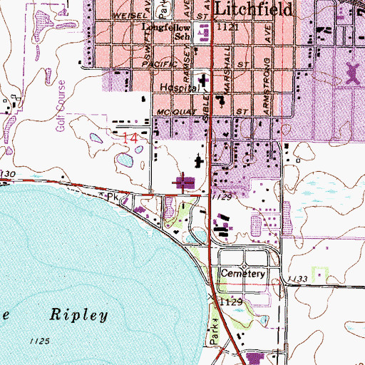 Topographic Map of Lake Ripley Elementary School, MN