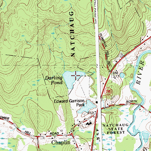 Topographic Map of Darling Pond, CT