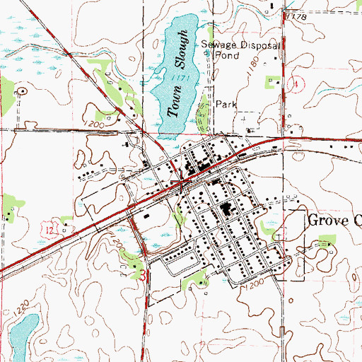 Topographic Map of Grove City Police Department, MN