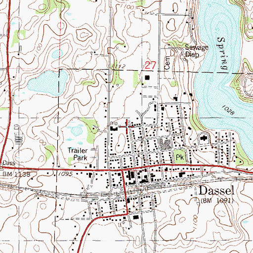 Topographic Map of Dassel Public Library, MN
