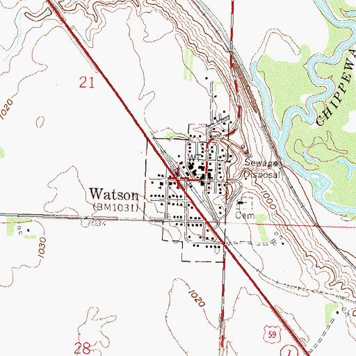 Topographic Map of Watson Evangelical Church, MN