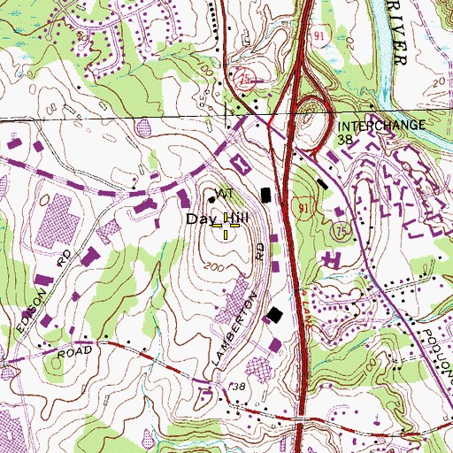 Topographic Map of Day Hill, CT