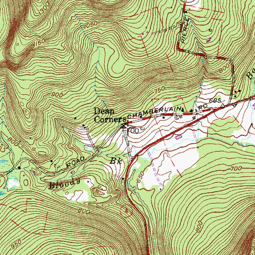 Topographic Map of Dean Corners, CT