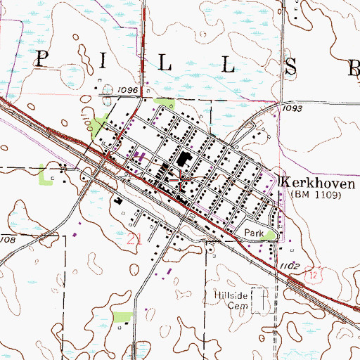 Topographic Map of Kerkhoven Civic Center, MN