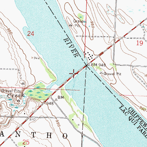 Topographic Map of Milan Bridge, MN