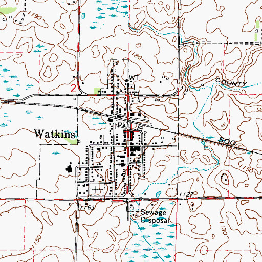 Topographic Map of Watkins Medical Clinic, MN