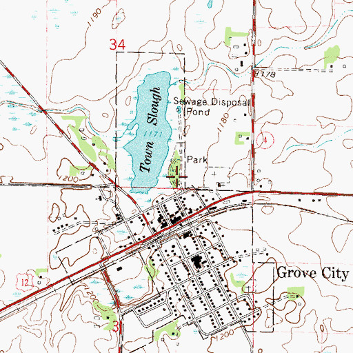 Topographic Map of Grove City Park Cempground, MN