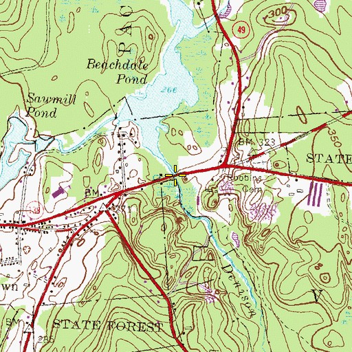 Topographic Map of Denison Brook, CT