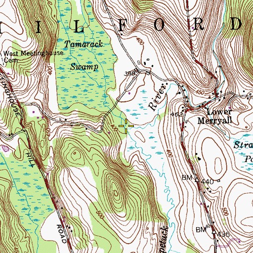 Topographic Map of Denman Brook, CT