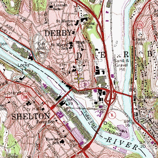 Topographic Map of Derby, CT