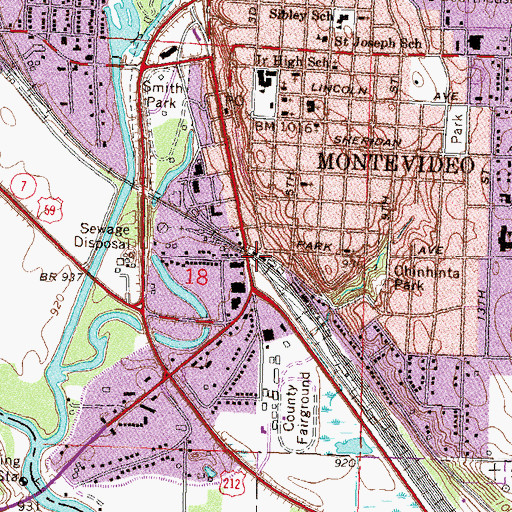 Topographic Map of Milwaukee Road Heritage Center Railroad Park, MN