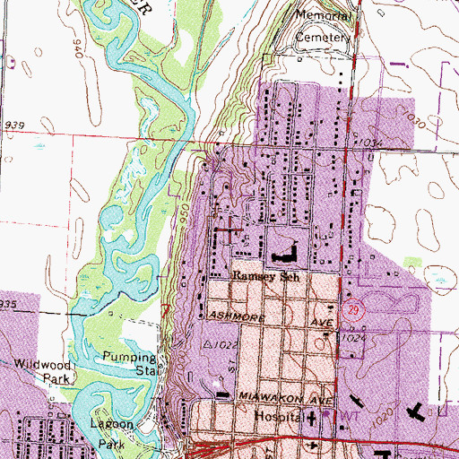 Topographic Map of Saron Lutheran Church, MN
