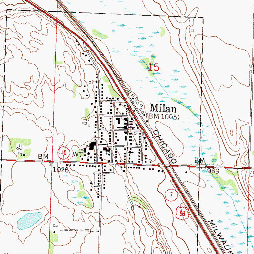 Topographic Map of Milan Fire Hall, MN