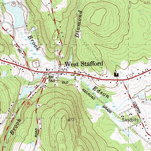 Topographic Map of Diamond Ledge Brook, CT