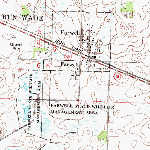 Topographic Map of Farwell Cemetery, MN