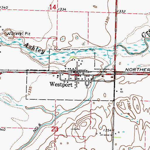 Topographic Map of Westport Post Office (historical), MN