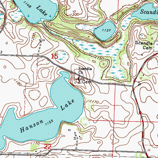 Topographic Map of Kirkegaarden Cemetery, MN