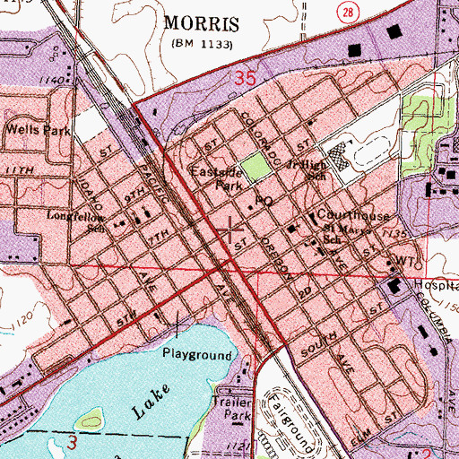 Topographic Map of Morris Assembly of God Church, MN