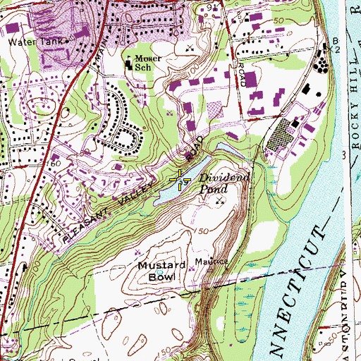 Topographic Map of Dividend Pond, CT