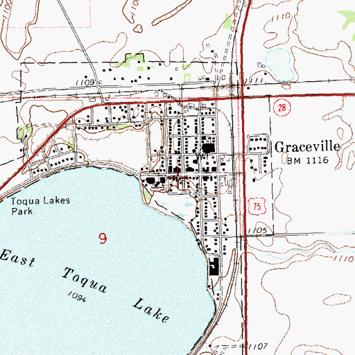 Topographic Map of Graceville Public Library, MN