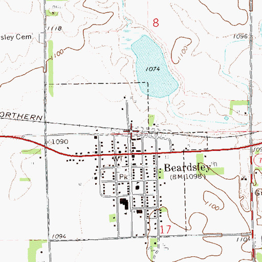 Topographic Map of Beardsley, MN